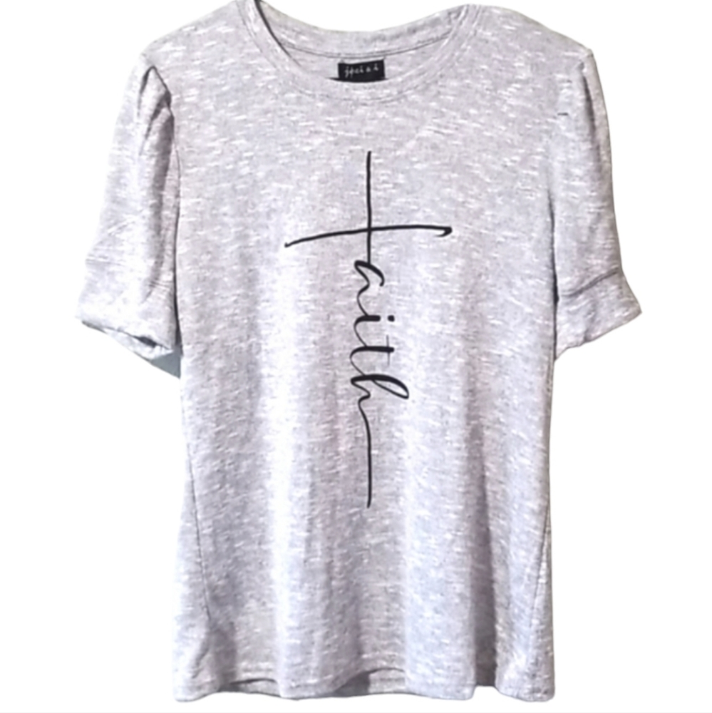 Joei & I | NWT Faith Graphic print T-shirt Ruffled Shoulder Short Sleeve…